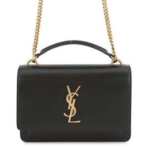 Yves Saint Laurent Saint Laurent Paris Sunset Leather Chain Wallet 533026, Bl...